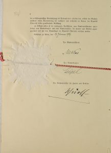 Die letzte Seite der österreichischen Ratifizierung des Handelsabkommens. Foto: Estnisches Nationalarchiv (ERA.957.5.490)